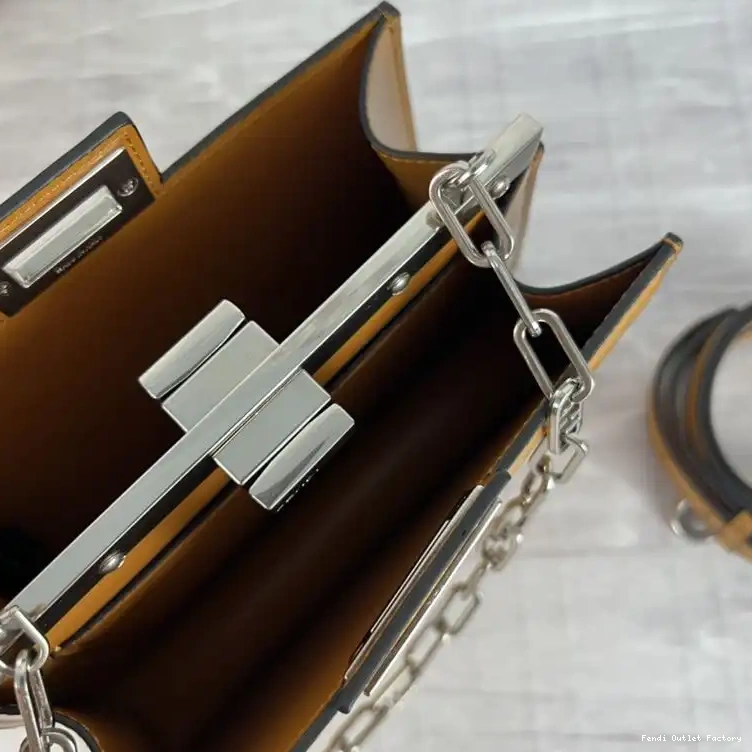 Affordable HOT Brown Bag Leather Calf In Mini Fendi Cut Peekaboo 0703